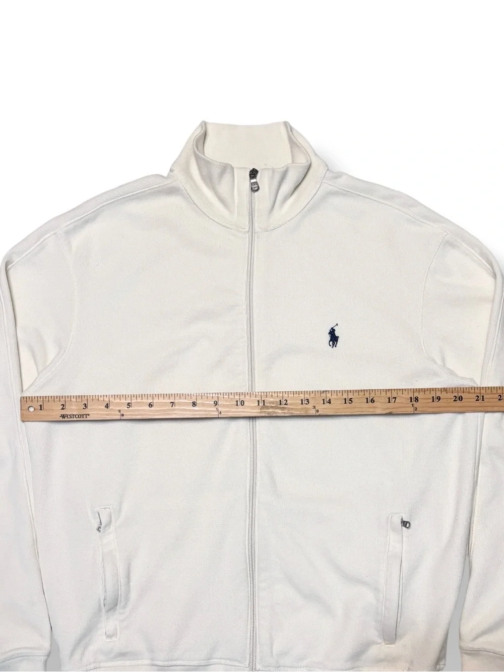 POLO RALPH LAUREN Cream Full Zip Performance Track Jacket Size Medium